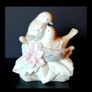 Vintage Figurine Love Birds Pastel Colors Fine Bone Porcelain